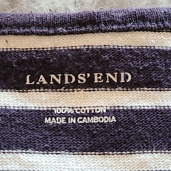 Lands end womens navy blue and white stripped thick cotton‎ flowy sweater - Picture 3 of 6